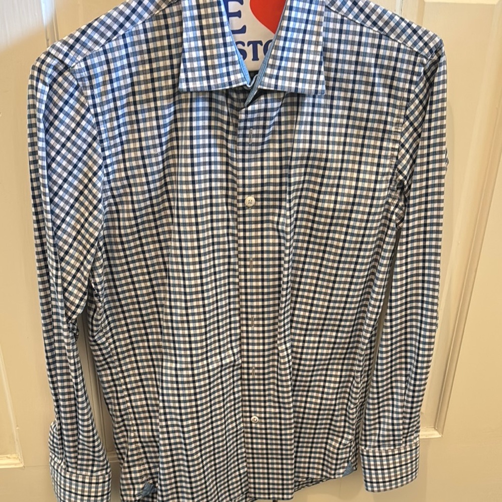 Boys Robert Graham Blue Checkered Shirt—size 14-15 L